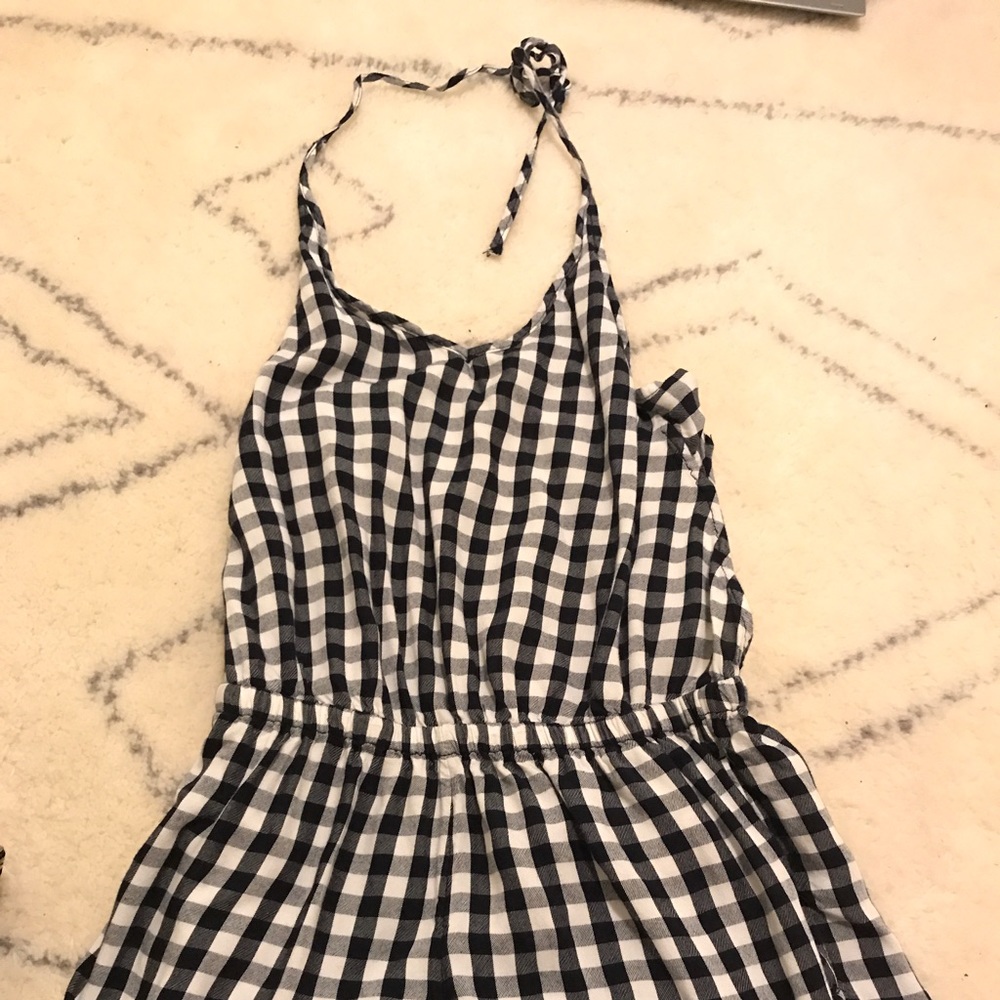 Very cute open back halter romper